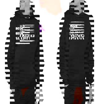 Epilepsy Warrior Gift Purple American Flag Awareness Ribbon Hoodie | Mazezy