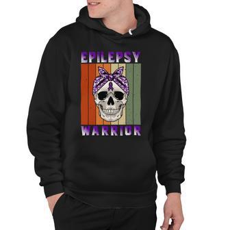 Epilepsy Warrior Skull Women Vintage Purple Ribbon Epilepsy Epilepsy Awareness Hoodie | Favorety