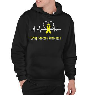 Ewings Sarcoma Awareness Heartbeat Yellow Ribbon Ewings Sarcoma Ewings Sarcoma Awareness Hoodie - Monsterry CA