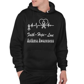 Faith Hope Love Asthma Awareness Heartbeat Christian Cross Grey Ribbon Asthma Asthma Awareness Hoodie - Monsterry DE