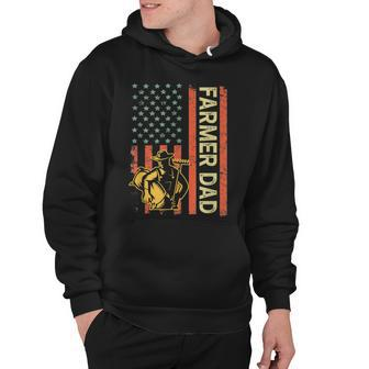 Farmer Dad American Flag Fathers Day 4Th Of July Patriotic Hoodie - Seseable