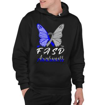 Fasd Awareness Butterfly Blue And Grey Ribbon Fetal Alcohol Spectrum Disorder Fetal Alcohol Spectrum Disorder Awareness Hoodie | Favorety UK