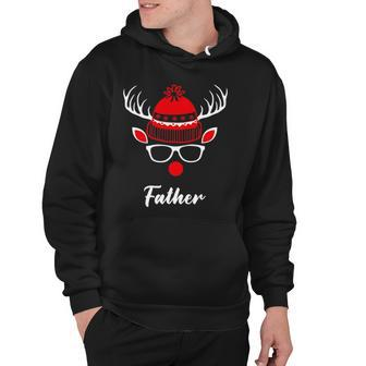 Father Funny Christmas Reindeer Face Family Matching Hoodie - Thegiftio UK