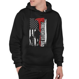 Father Grandpa Day Firefighter Dad America Flag For Hero 375 Family Dad Hoodie - Monsterry DE