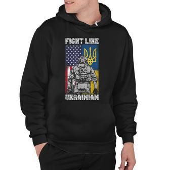 Fight Like Ukrainian American Ukrainian Flags Veteran Hoodie - Thegiftio UK