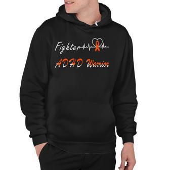 Fighter Adhd Warrior Heartbeat Orange Ribbon Attention Deficit Hyperactivity Disorder Adhd Awareness Hoodie | Favorety DE