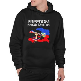 Freedom Began With Us Haitian Flag Happy Independence Day Hoodie | Mazezy DE