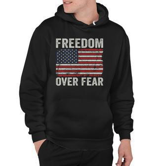 Freedom Over Fear - Patriotic Usa Flag Open America Back Hoodie | Mazezy