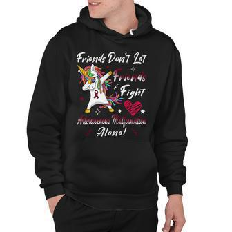 Friends Dont Let Friends Fight Arteriovenous Malformation Alone Unicorn Burgundy Ribbon Arteriovenous Malformation Support Arteriovenous Malformation Awareness Hoodie - Monsterry