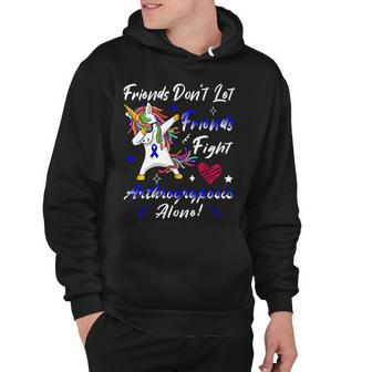 Friends Dont Let Friends Fight Arthrogryposis Alone Unicorn Blue Ribbon Arthrogryposis Arthrogryposis Awareness Hoodie - Monsterry
