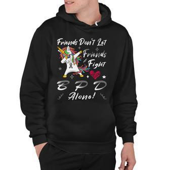 Friends Dont Let Friends Fight Borderline Personality Disorder Bpd Alone Unicorn Grey Ribbon Borderline Personality Disorder Bpd Awareness Hoodie - Monsterry