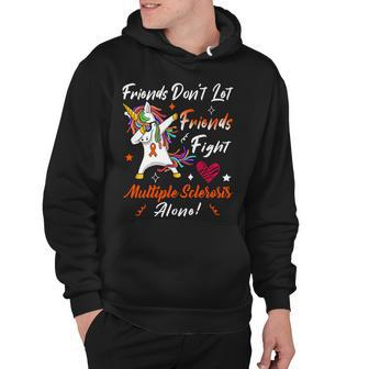 Friends Dont Let Friends Fight Multiple Sclerosis Alone Unicorn Orange Ribbon Multiple Sclerosis Multiple Sclerosis Awareness Hoodie - Monsterry AU