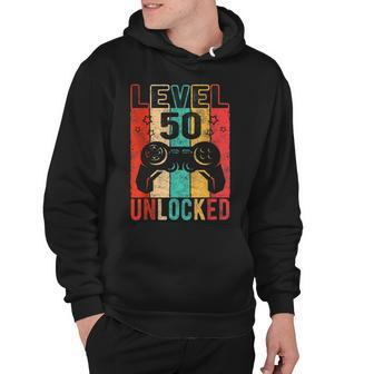 Fun 50Th Birthday Level 50 Unlocked Retro Graphic Birthday Hoodie | Seseable CA