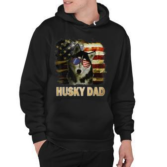 Funny Best Husky Dad Ever American Flag 4Th Of July Vintage Hoodie - Seseable