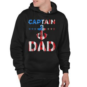 Funny Captain Dad Boat Owner American Flag 4Th Of July Hoodie - Seseable