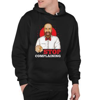 Funny Pointing Stop Complaining Bald Head Gentleman Hoodie | Mazezy