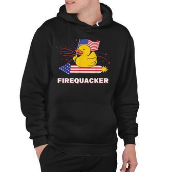 Funny Rubber Duck Usa Patriotic Firequacker 4Th Of July Hoodie - Seseable