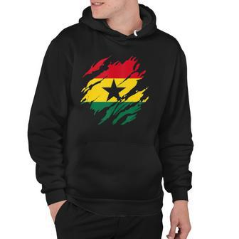 Ghanaian Flag Ghana Torn Print Hoodie | Mazezy