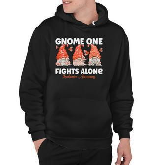 Gnome One Fights Alone Orange Leukemia Awareness Hoodie | Mazezy