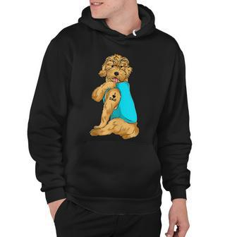 Golden Doodle I Love Dad Tattoo Apparel Dog Dad Gifts Dads Hoodie - Thegiftio UK