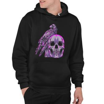 Goth Pastel Skull Crow Bird Skeleton Head Raven Gothic Lover Hoodie | Mazezy