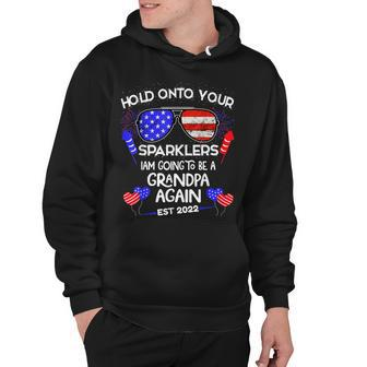 Grandpa Again 2022 4Th Of July Baby Pregnancy Announcement Hoodie - Seseable