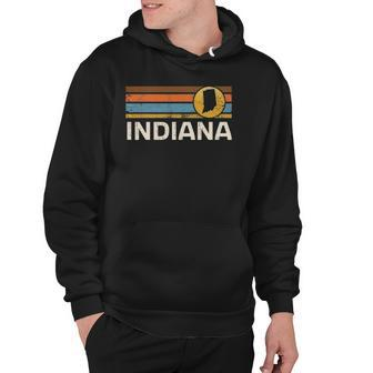 Graphic Tee Indiana Us State Map Vintage Retro Stripes Hoodie | Mazezy