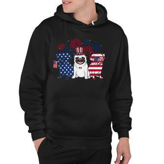 Happy 4Th July Three Blue White Pug And Red Hoodie - Seseable