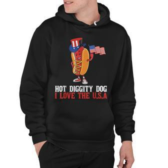 Hot Diggity Dog I Love The Usa - Happy 4Th Of July Hotdog Hoodie - Seseable