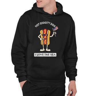 Hot Diggity Dog July 4Th Patriotic Bbq Picnic Cookout Funny Hoodie - Seseable