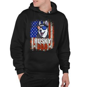 Husky Dad 4Th Of July American Flag Glasses Dog Men Boy Hoodie - Seseable