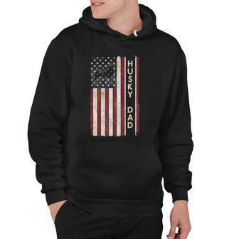 Husky Dad Dog American Flag Fathers Day Gift Men Hoodie | Mazezy