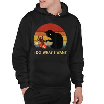 I Do What I Want Funny Black Cat Gifts For Women Men Vintage Hoodie | Mazezy
