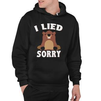 I Lied Sorry Funny Groundhog Day Brown Pig Gift Hoodie | Mazezy