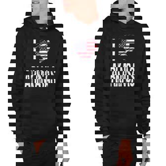 I Love Arkansas American Flag Heart Hoodie | Mazezy