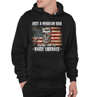 Just A Regular Dad Trying Not To Raise Liberals Cool Dad Hoodie - Thegiftio UK