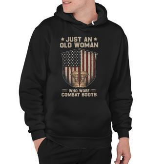 Just An Old Woman Who Wore Combat Boots Usa Flag Vintage T-Shirt Hoodie - Monsterry