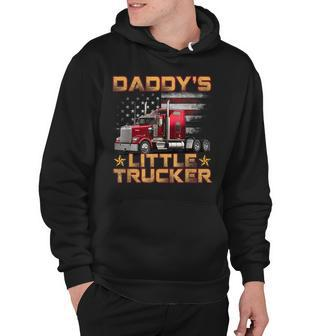 Kids Semi Truck Boys Gift Daddys Little Trucker Fathers Day Hoodie - Seseable