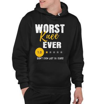 Knee Surgery Review Bionic Broken Knee Funny Recovery Gifts Hoodie | Mazezy
