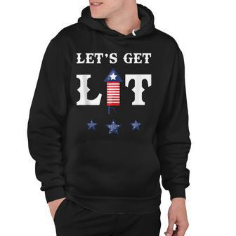 Lets Get Lit Fireworks 4Th Of July Merica Usa Flag Hoodie - Seseable