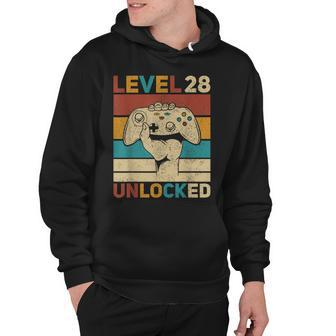 Level 28 Unlocked 28Th Birthday 28 Years Old Gamer Women Men Hoodie - Seseable