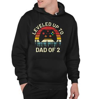 Leveled Up To Dad Of 2 Video Gamers Funny Gaming Two Daddy Hoodie - Seseable