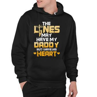 Lineman Dad I Have My Daddys Heart Fathers Day Kid Hoodie - Seseable
