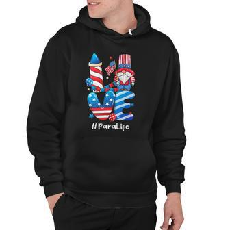 Love Para Life Gnome Usa Flag 4Th Of July Patriotic Hoodie | Mazezy