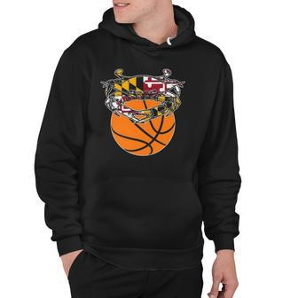 Maryland Crab State Pride Flag Gift - Basketball & Blue Crab Hoodie | Mazezy