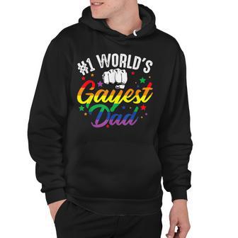 Mens 1 Worlds Gayest Dad Funny Fathers Day Lgbt Pride Rainbow 14 Shirt Hoodie | Favorety