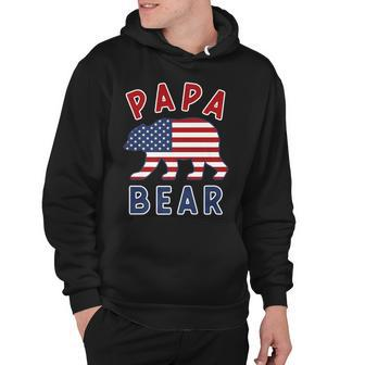 Mens American Flag Papa Bear 4Th Of July Usa Patriotic Dad V2 Hoodie - Seseable