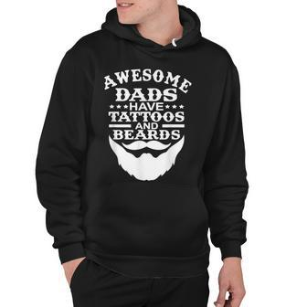 Mens Awesome Dads Have Tattoos And Beards Fathers Day V3 Hoodie - Seseable