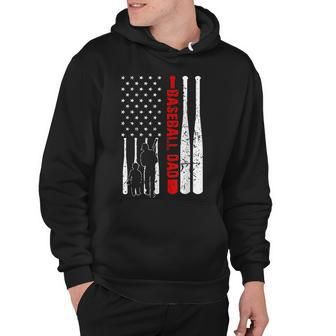 Mens Baseball Dad - Dad And Son - American Flag 4Th Of July Hoodie - Seseable