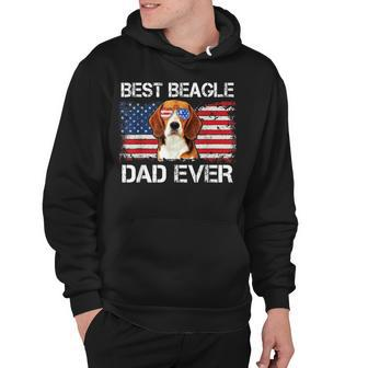 Mens Best Beagle Dad Ever American Flag Fathers Day 4Th Of July Hoodie - Seseable